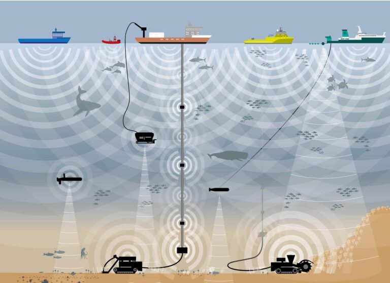 Infografik OceanCare Unterwasserlärm Tiefseebergbau